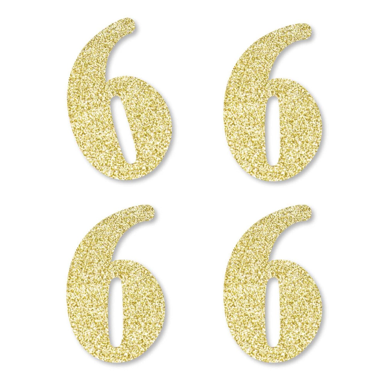 Big Dot of Happiness Gold Glitter 6 - No-Mess Real Gold Glitter Cut-Out Numbers - 6th Birthday Party Confetti - Set of 24